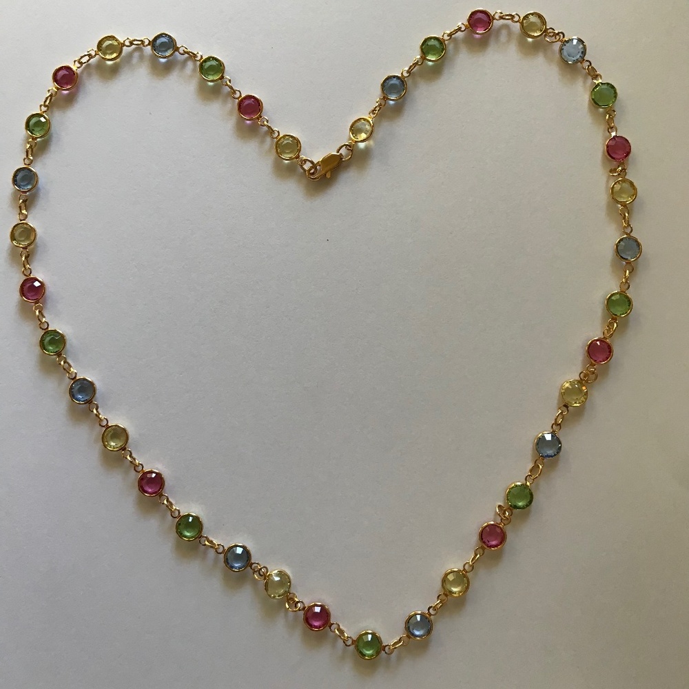Gold tone Multi-Gem Necklace.  20" In Length